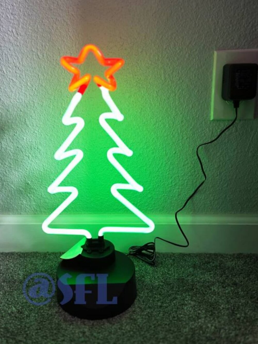 Interchangeable Christmas Tree Neon Sculpture Hand Blow Glass Lamp With Base